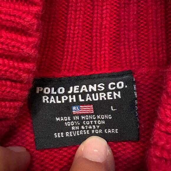 Vtg Polo Jeans Co Ralph Lauren Sweater Womens Large Color Block High Neck Y2K - Picture 5 of 9